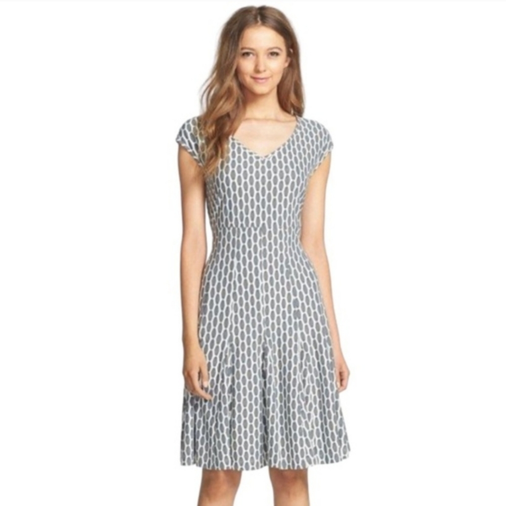 Taylor Black and White Fit and Flare Dress